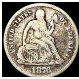 1876-CC Silver Seated Liberty Dime LIGHTLY  CIRCU