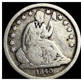 1840-O Silver Seated Liberty Dime No Drapery  LIG