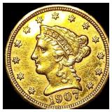 1907 Liberty Head Quarter Eagle $2.50  UNCIRCULAT