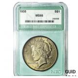 1935 Silver Peace Dollar NTC MS66