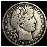 1914-S Silver Barber Half Dollar LIGHTLY  CIRCULA
