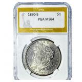1890-S Morgan Silver Dollar PGA MS64
