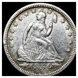 1854 Arrows Silver Seated Liberty Quarter  UNCIRC