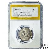 2004-D 25C Wisconsin PGA MS67 Extra Leaf