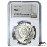 1922-D Silver Peace Dollar NGC MS63