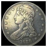 1838 Silver Capped Bust Half Dollar NEARLY  UNCIR