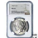 1927-S Silver Peace Dollar NGC MS62