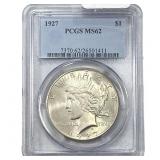 1927 Silver Peace Dollar PCGS MS62