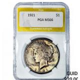 1921 Silver Peace Dollar PGA MS66