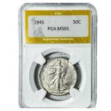 1945 Walking Liberty Half Dollar PGA MS65