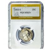 1953-S Washington Silver Quarter PGA MS67+
