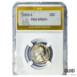 1953-S Washington Silver Quarter PGA MS67+