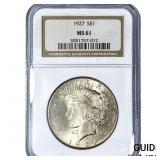 1927 Silver Peace Dollar NGC MS61