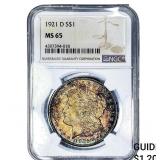 1921-D Morgan Silver Dollar NGC MS65