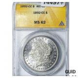 1892-CC Morgan Silver Dollar ANACS MS62