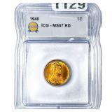 1940 Wheat Cent ICG MS67 RD