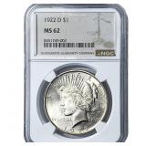 1922-D Silver Peace Dollar NGC MS62