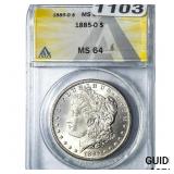 1885-O Morgan Silver Dollar ANACS MS64