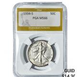 1934-S Walking Liberty Half Dollar PGA MS66