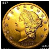 1867 $20 Gold Double Eagle CHOICE BU+