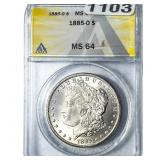 1885-O Morgan Silver Dollar ANACS MS64