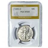 1945-D Walking Liberty Half Dollar PGA MS66