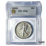 1918-S Walking Liberty Half Dollar ICG EF40