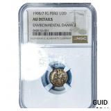 3105 Peru Silver 1/2 Dinero NGC AU Details