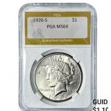 1926-S Silver Peace Dollar PGA MS64