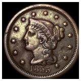 1855 Braided Hair Large Cent CLOSELY UNCIRCULATED