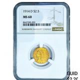 1914-D $2.50 Gold Quarter Eagle NGC MS60