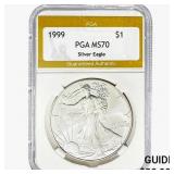 1999 American Silver Eagle PGA MS70