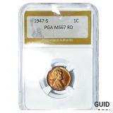 1947-S Wheat Cent PGA MS67 RD
