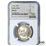 1936 Wisconsin Half Dollar NGC MS65