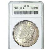 1885-CC Morgan Silver Dollar ANACS MS64