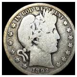 1892-S Silver Barber Half Dollar LIGHTLY  CIRCULA