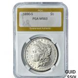 1890-S Morgan Silver Dollar PGA MS63