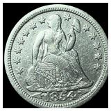 1854 Arrows Silver Seated Liberty Dime  UNCIRCULA