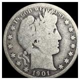 1901 Silver Barber Half Dollar NICELY CIRCULATED