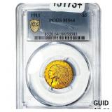 1911 $5 Gold Half Eagle PCGS MS64