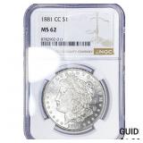1881-CC Morgan Silver Dollar NGC MS62