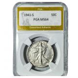 1941-S Walking Liberty Half Dollar PGA MS64