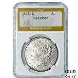 1921-D Morgan Silver Dollar PGA MS64