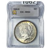 1922-D Silver Peace Dollar ICG MS64
