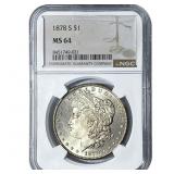 1878-S Morgan Silver Dollar NGC MS64