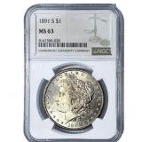 1891-S Morgan Silver Dollar NGC MS63