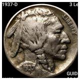 1937-D 3 Leg Buffalo Nickel CLOSELY UNCIRCULATED