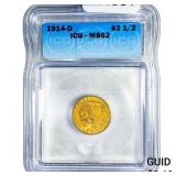 1914-D $2.50 Gold Quarter Eagle ICG MS62