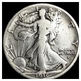 1916-S Silver Walking Liberty Half Dollar  LIGHTL
