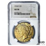 1934-S Silver Peace Dollar NGC AU58